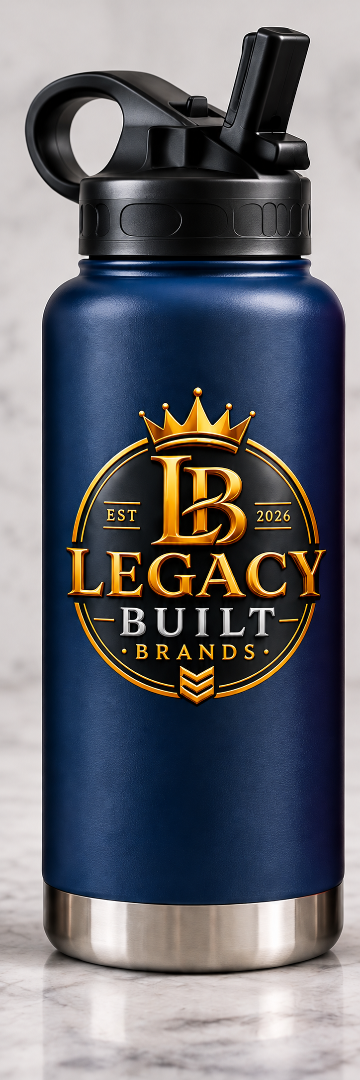 Navy Legacy Built Brands 32 oz custom insulated sports bottle