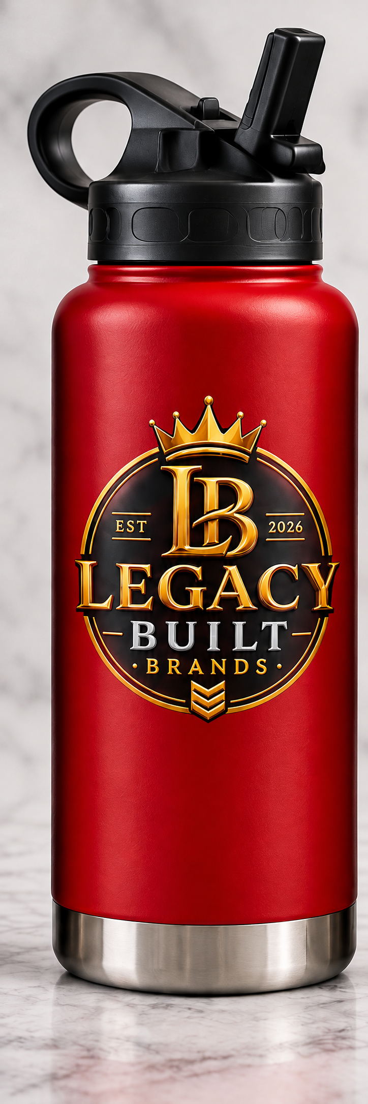 Red Legacy Built Brands 32 oz custom insulated sports bottle