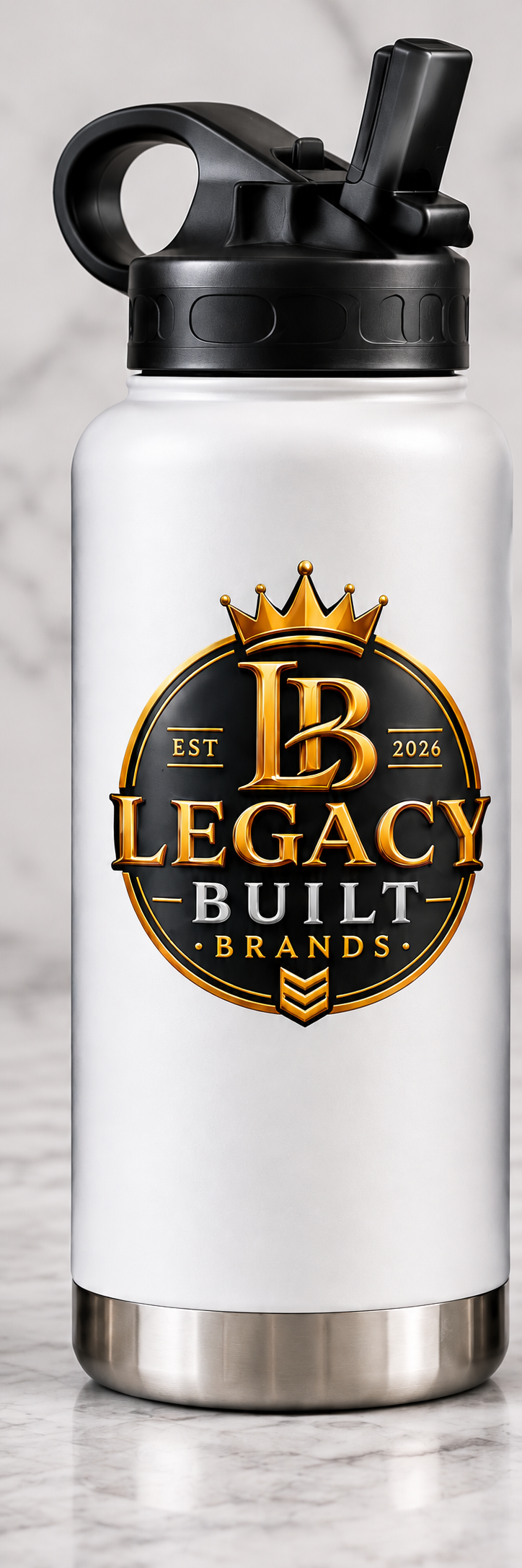 White Legacy Built Brands 32 oz custom insulated sports bottle